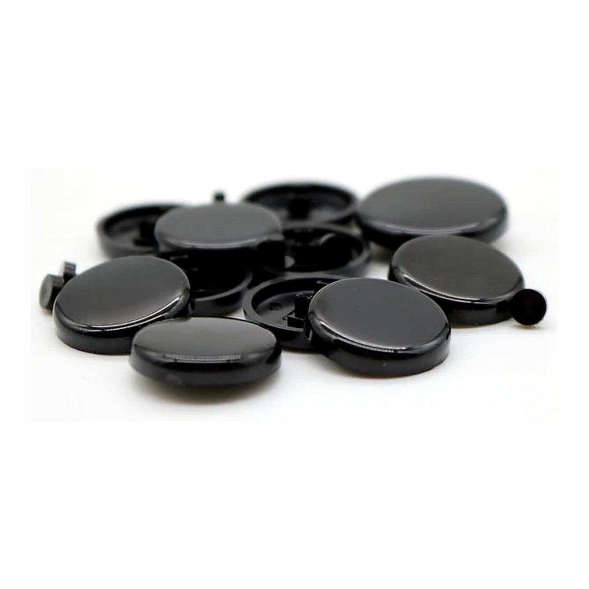 Set of 12 black convex keycaps for the Snack Box MICRO leverless FGC fight stick controller