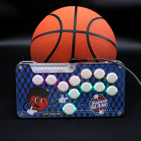 Snack Box MICRO with custom basketball-themed artwork and rainbow keycaps