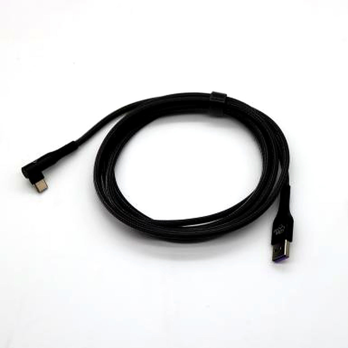 Coiled 6 ft braided right-angle USB-C to USB-A cable for the Snack Box MICRO leverless FGC fight stick controller