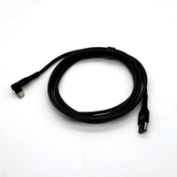 Coiled 6 ft braided right-angle USB-C to USB-A cable for the Snack Box MICRO leverless FGC fight stick controller
